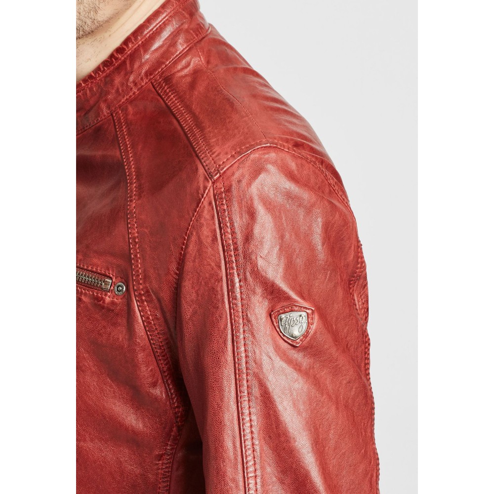 Geaca de Piele Barbati Gipsy Caramizie GMTayson LONTV geci de piele - readytowear.ro