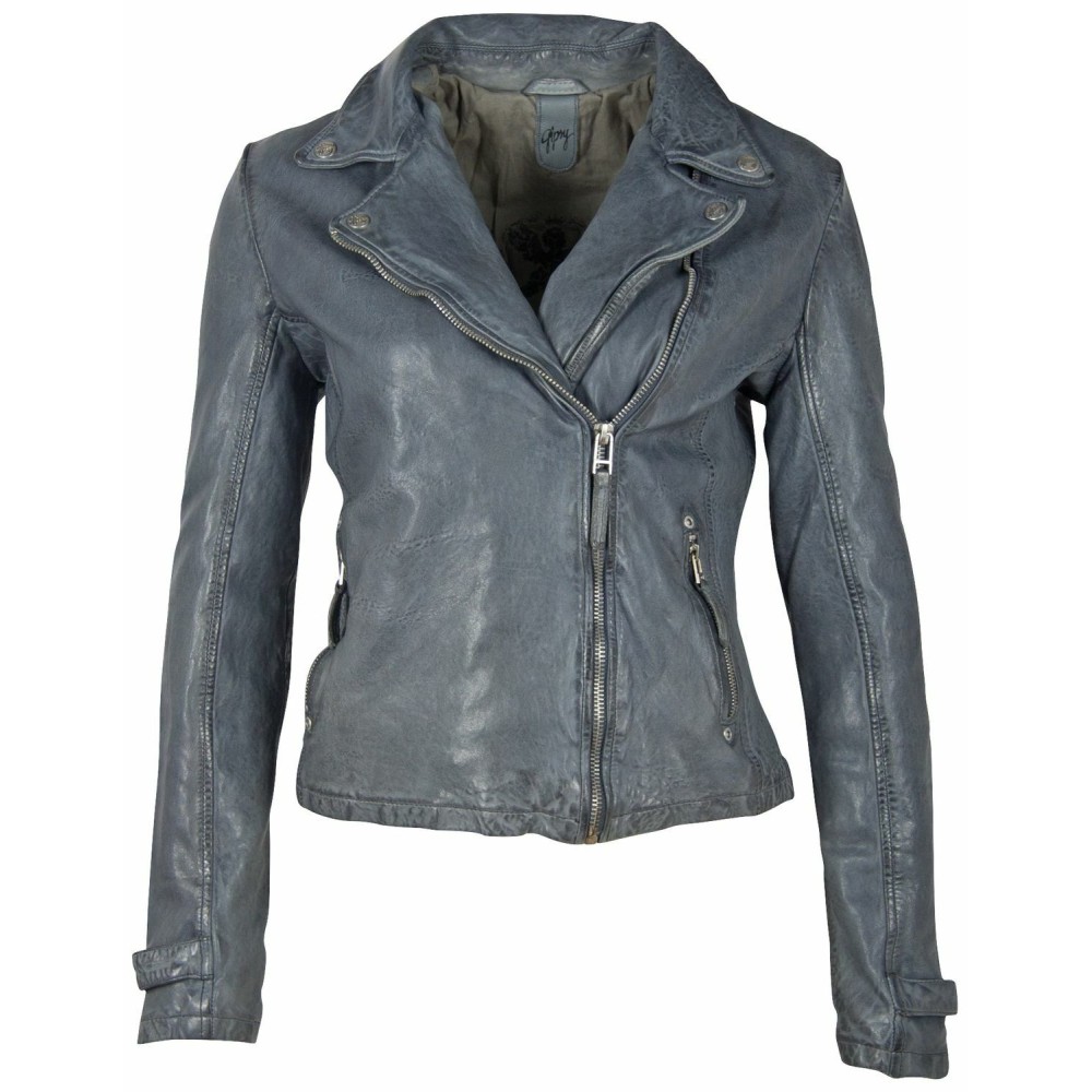 Geaca de Piele Dama Gipsy Albastru Deschis GWCeta LDAV geci de piele - readytowear.ro