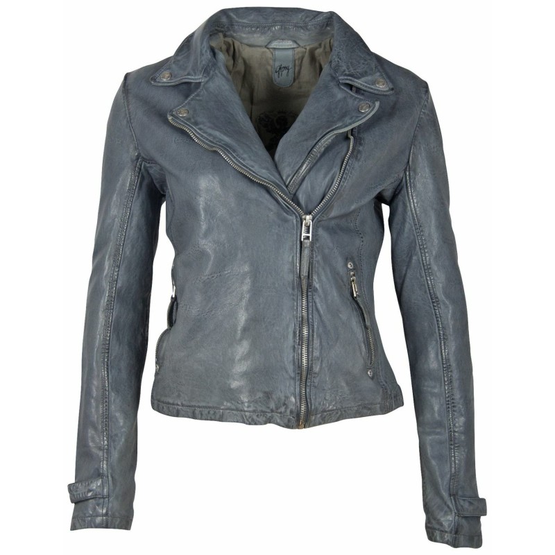 Geaca de Piele Dama Gipsy Albastru Deschis GWCeta LDAV – IMBRACAMINTE