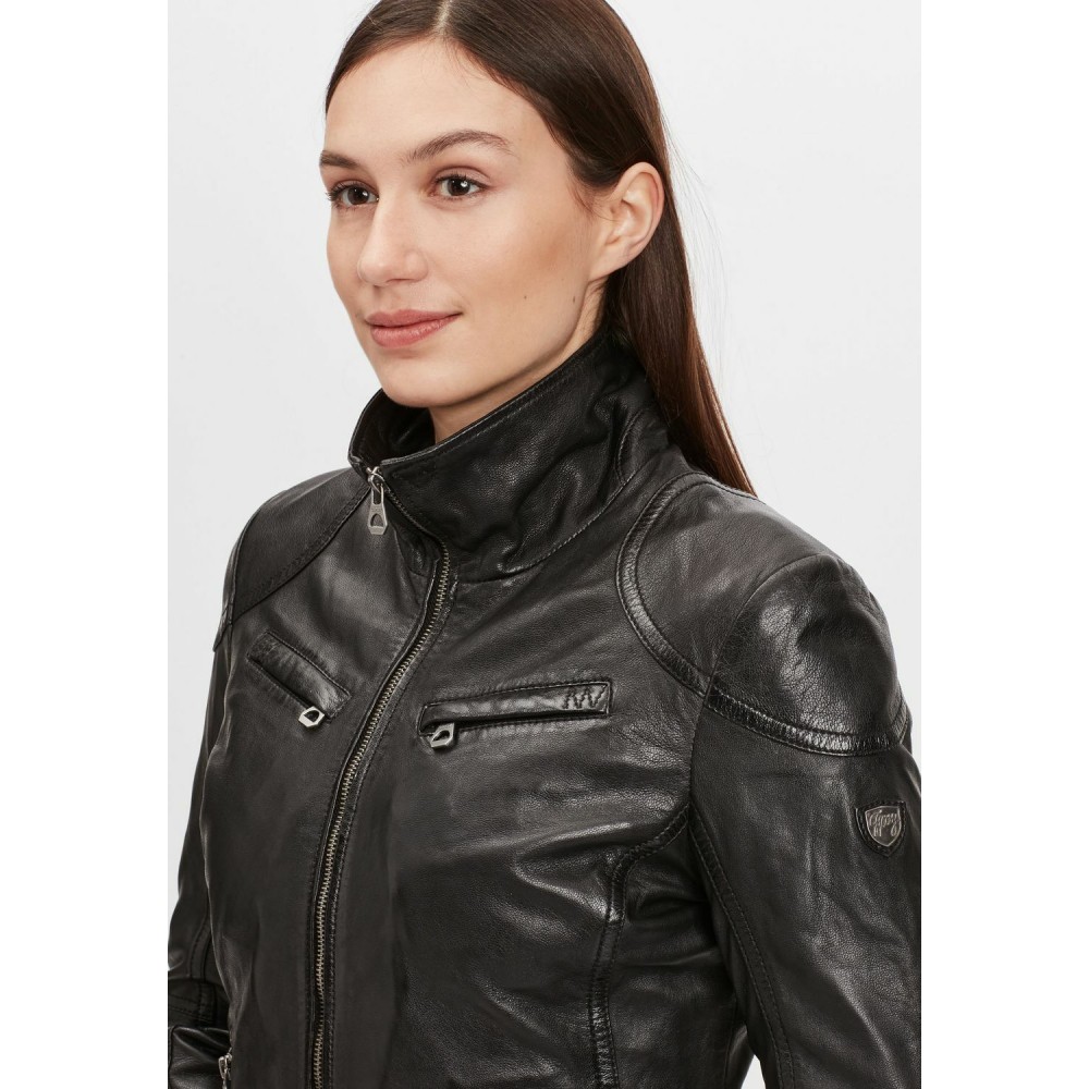Geaca de Piele Dama Gipsy Neagra GWCyndie LAAV geci de piele - readytowear.ro