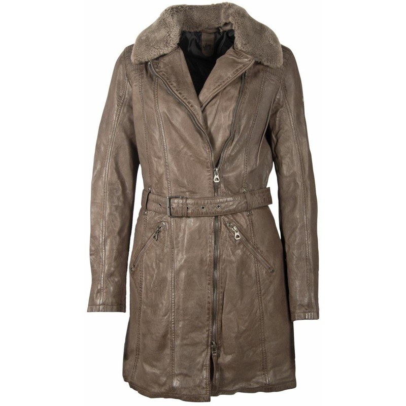 Geaca Lunga de Piele Dama Gipsy Gri Inchis GWDarcy LATEV – IMBRACAMINTE