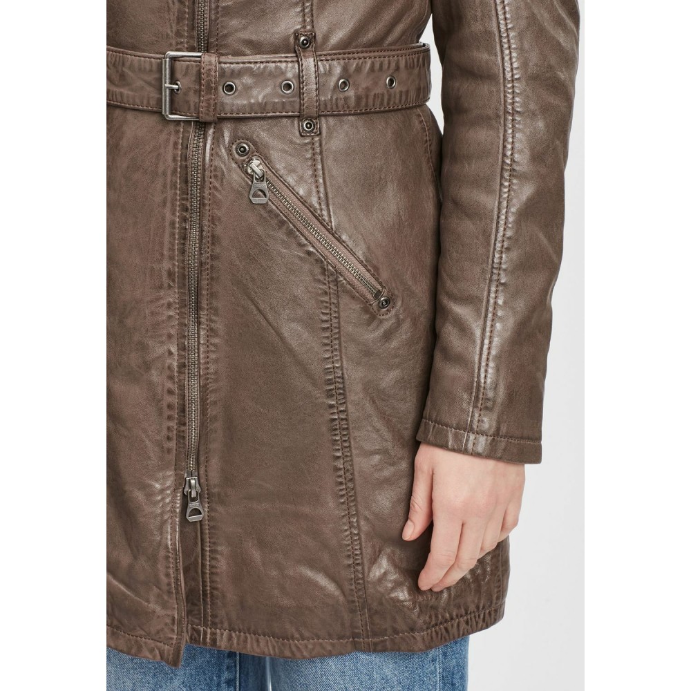 Geaca Lunga de Piele Dama Gipsy Gri Inchis GWDarcy LATEV Geaca Lunga de Piele Dama Gipsy Gri Inchis GWDarcy LATEV - readytowear.ro