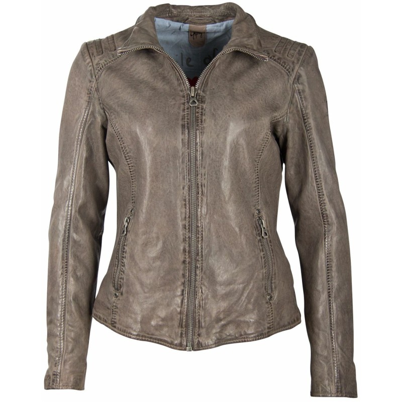 Geaca de Piele Dama Gipsy Gri GWEliza LAMAXV – IMBRACAMINTE