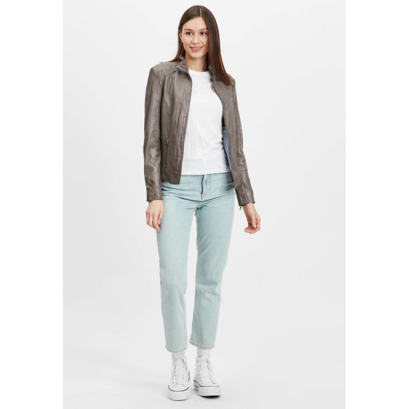 Geaca de Piele Dama Gipsy Gri GWEliza LAMAXV – IMBRACAMINTE