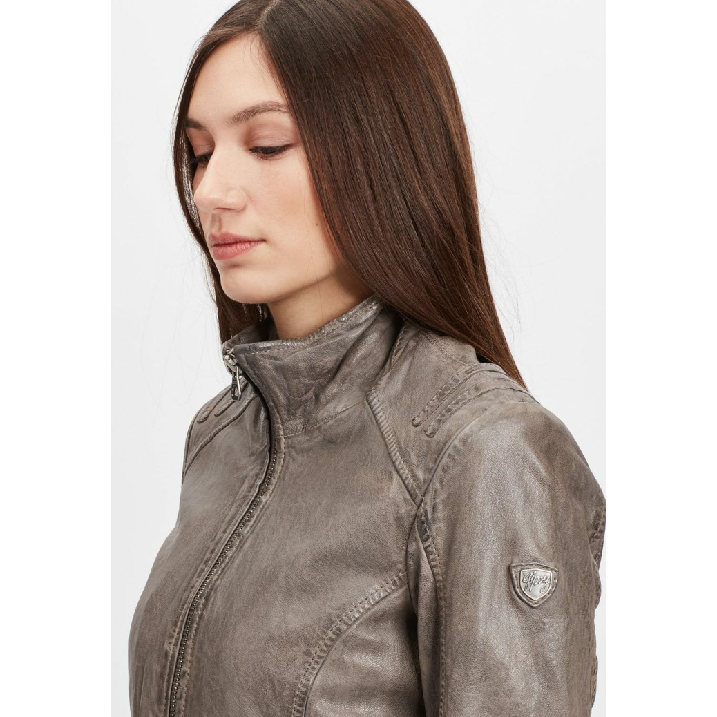 Geaca de Piele Dama Gipsy Gri GWEliza LAMAXV – IMBRACAMINTE