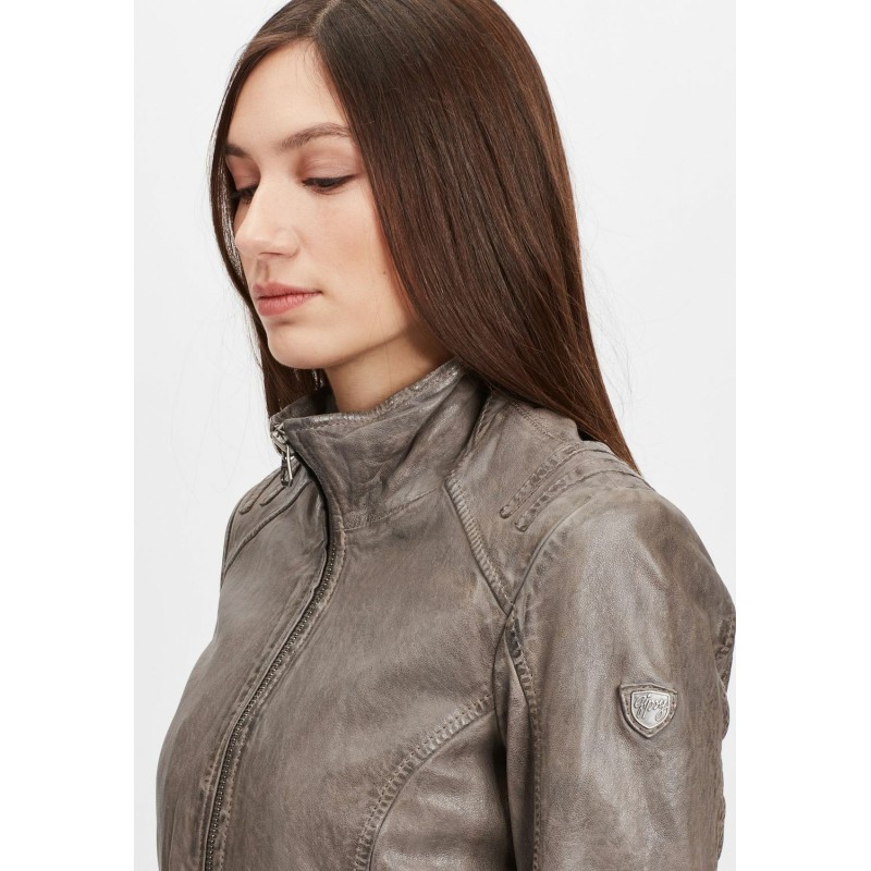 Geaca de Piele Dama Gipsy Gri GWEliza LAMAXV – IMBRACAMINTE