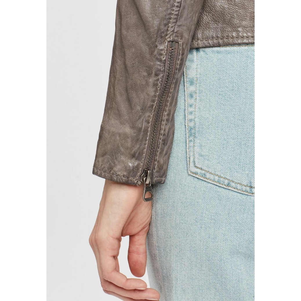 Geaca de Piele Dama Gipsy Gri GWEliza LAMAXV – IMBRACAMINTE