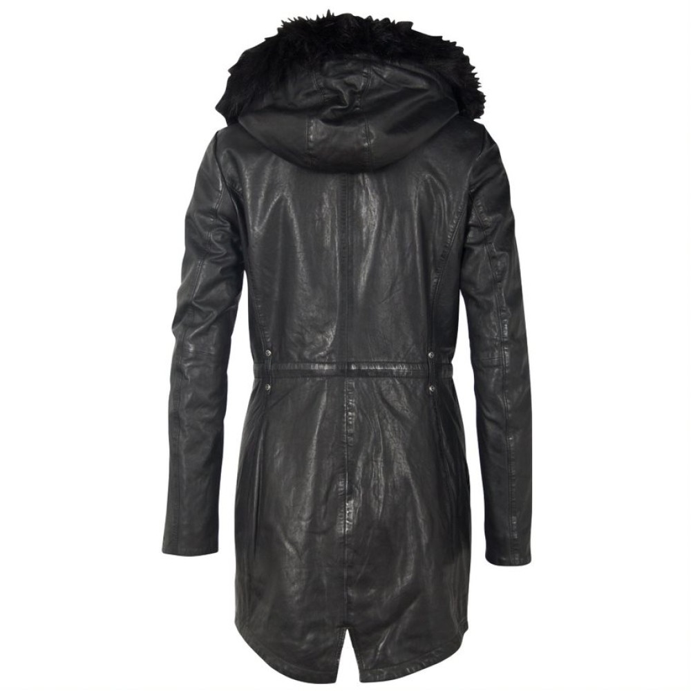 Geaca Lunga de Piele Dama Gipsy Neagra GWJayka NSLONTV geci de piele - readytowear.ro