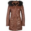 Długa skórzana kurtka damska Gipsy Ciemnobrązowa GWJayka NSLONTV - readytowear