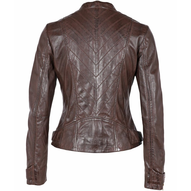 Geaca de Piele Naturala Dama Gipsy Maro Inchis GWLuzi LACUV – IMBRACAMINTE