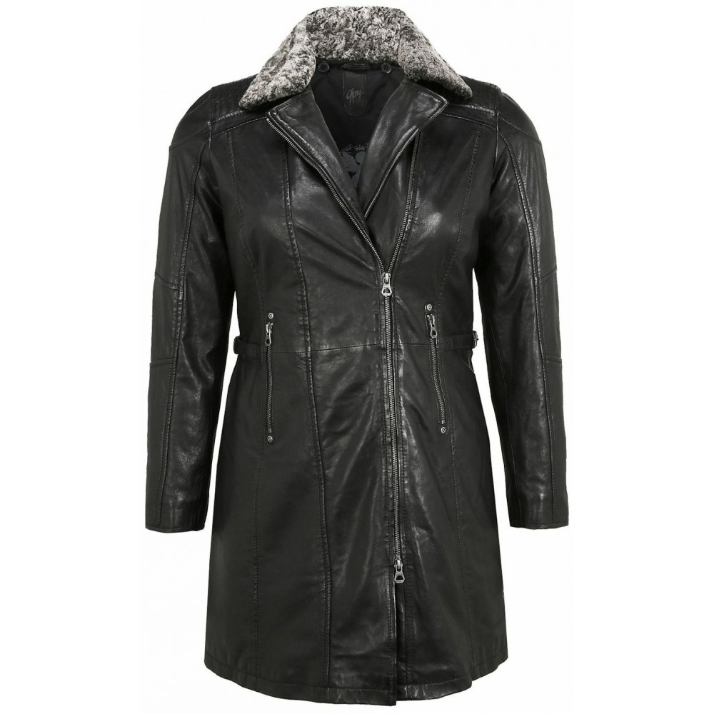 Geaca Lunga de Piele Dama Gipsy Neagra GWSidra CF NSLV - readytowear