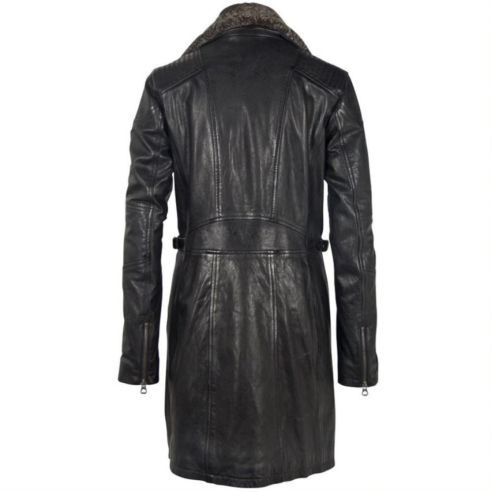Geaca Lunga de Piele Dama Gipsy Neagra GWSidra CF NSLV geci de piele - readytowear.ro