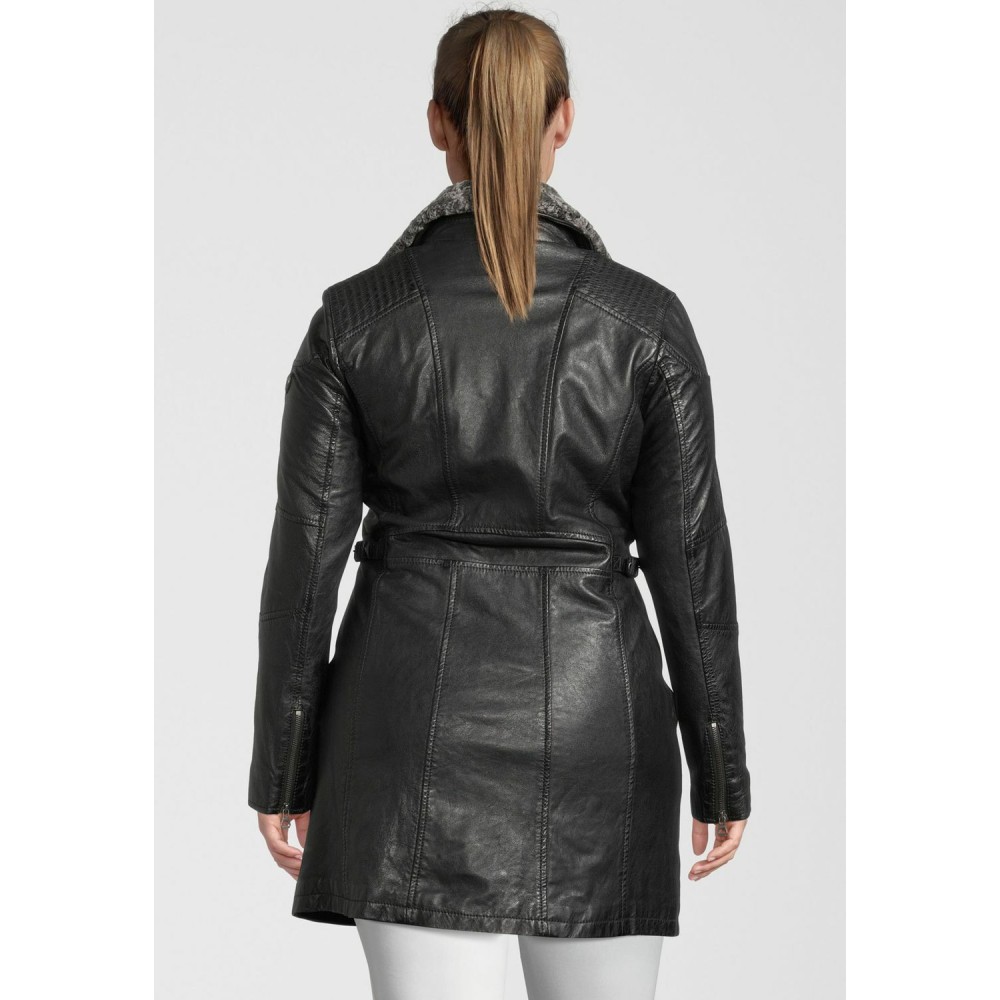 Geaca Lunga de Piele Dama Gipsy Neagra GWSidra CF NSLV geci de piele - readytowear.ro