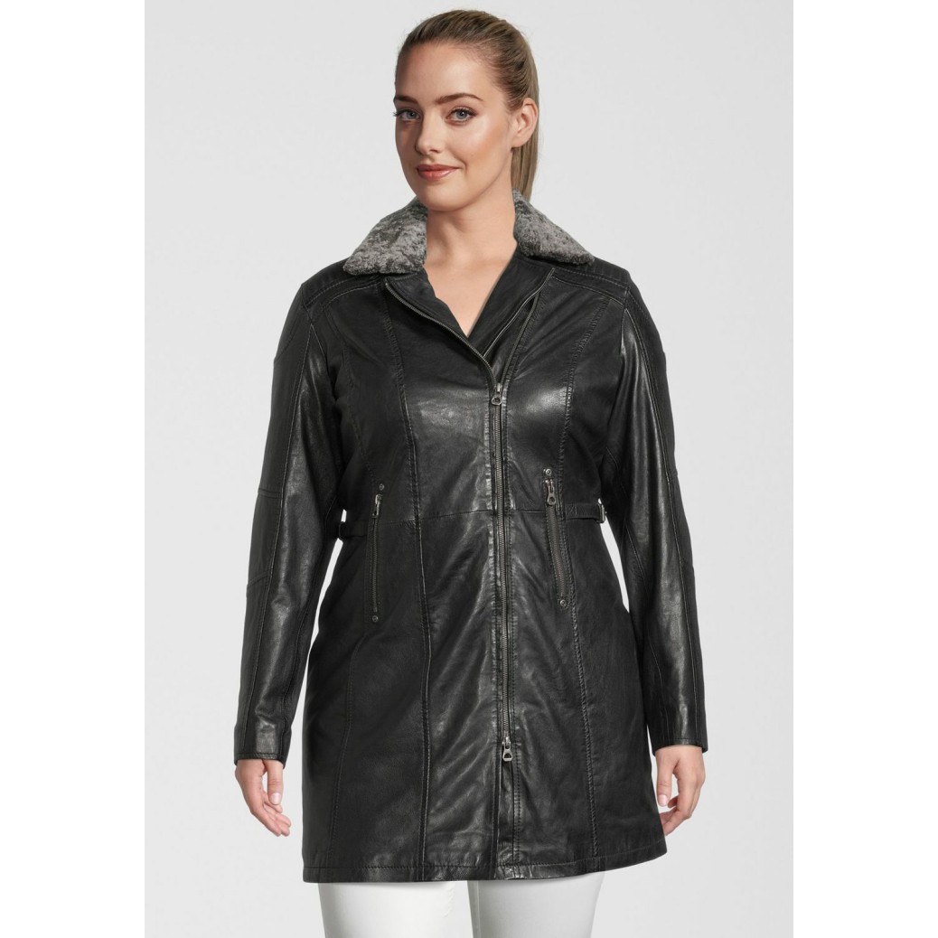 Geaca Lunga de Piele Dama Gipsy Neagra GWSidra CF NSLV – IMBRACAMINTE