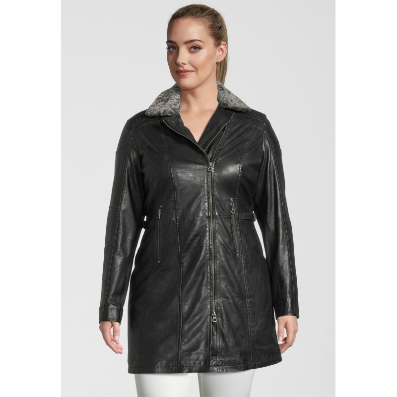 Geaca Lunga de Piele Dama Gipsy Neagra GWSidra CF NSLV – IMBRACAMINTE