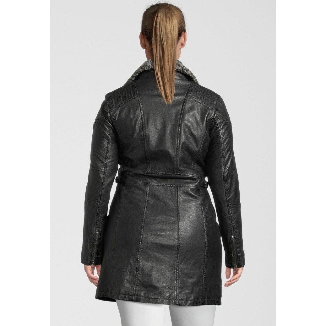 Geaca Lunga de Piele Dama Gipsy Neagra GWSidra CF NSLV – IMBRACAMINTE