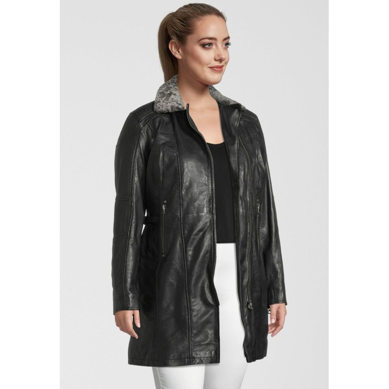 Geaca Lunga de Piele Dama Gipsy Neagra GWSidra CF NSLV – IMBRACAMINTE