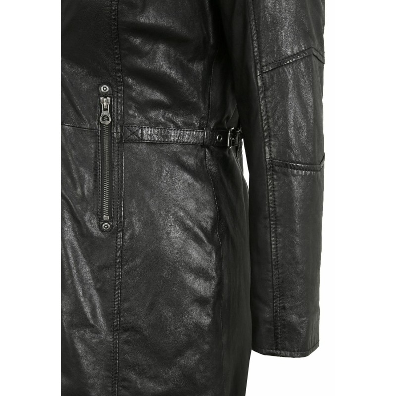 Geaca Lunga de Piele Dama Gipsy Neagra GWSidra CF NSLV – IMBRACAMINTE