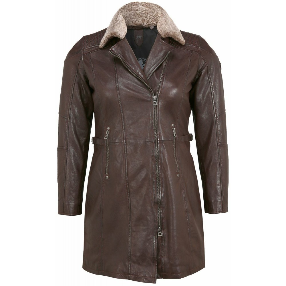 Geaca Lunga de Piele Dama Gipsy Maro Inchis GWSidra CF NSLV - readytowear