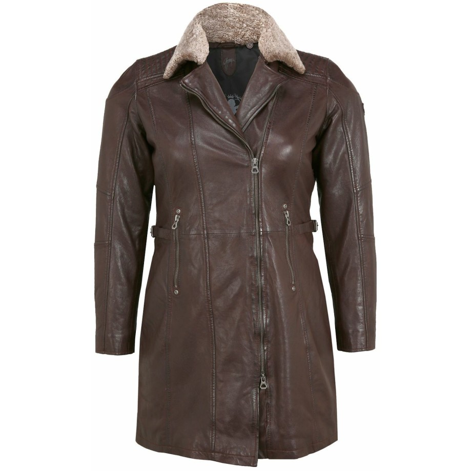 Geaca Lunga de Piele Dama Gipsy Maro Inchis GWSidra CF NSLV – IMBRACAMINTE