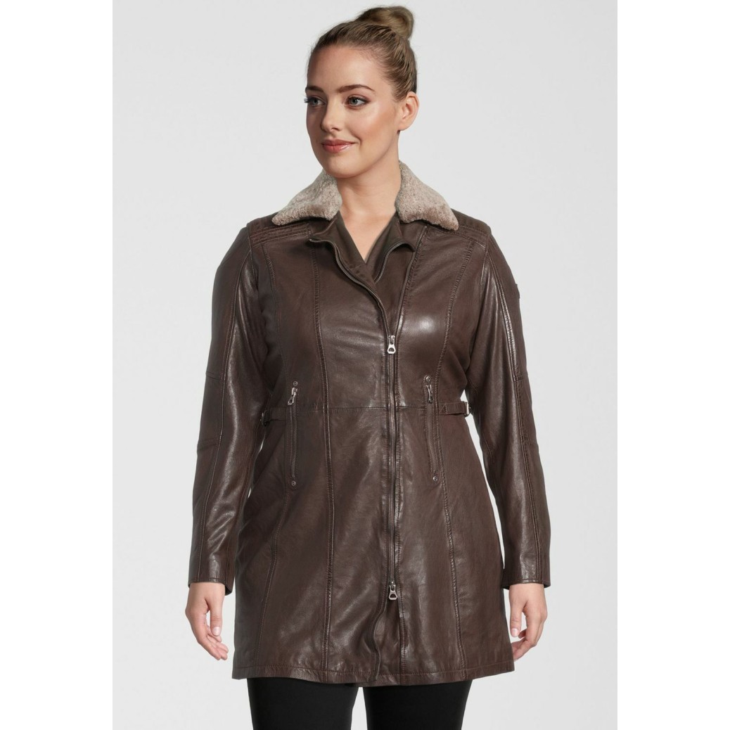 Geaca Lunga de Piele Dama Gipsy Maro Inchis GWSidra CF NSLV – IMBRACAMINTE