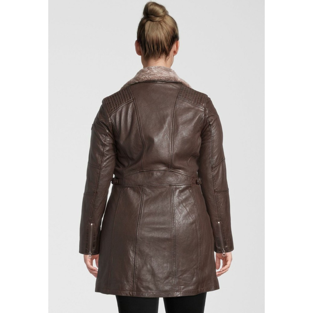 Geaca Lunga de Piele Dama Gipsy Maro Inchis GWSidra CF NSLV – IMBRACAMINTE