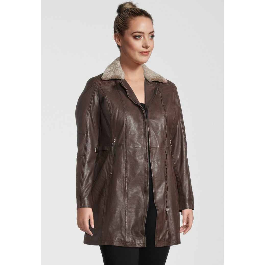 Geaca Lunga de Piele Dama Gipsy Maro Inchis GWSidra CF NSLV – IMBRACAMINTE