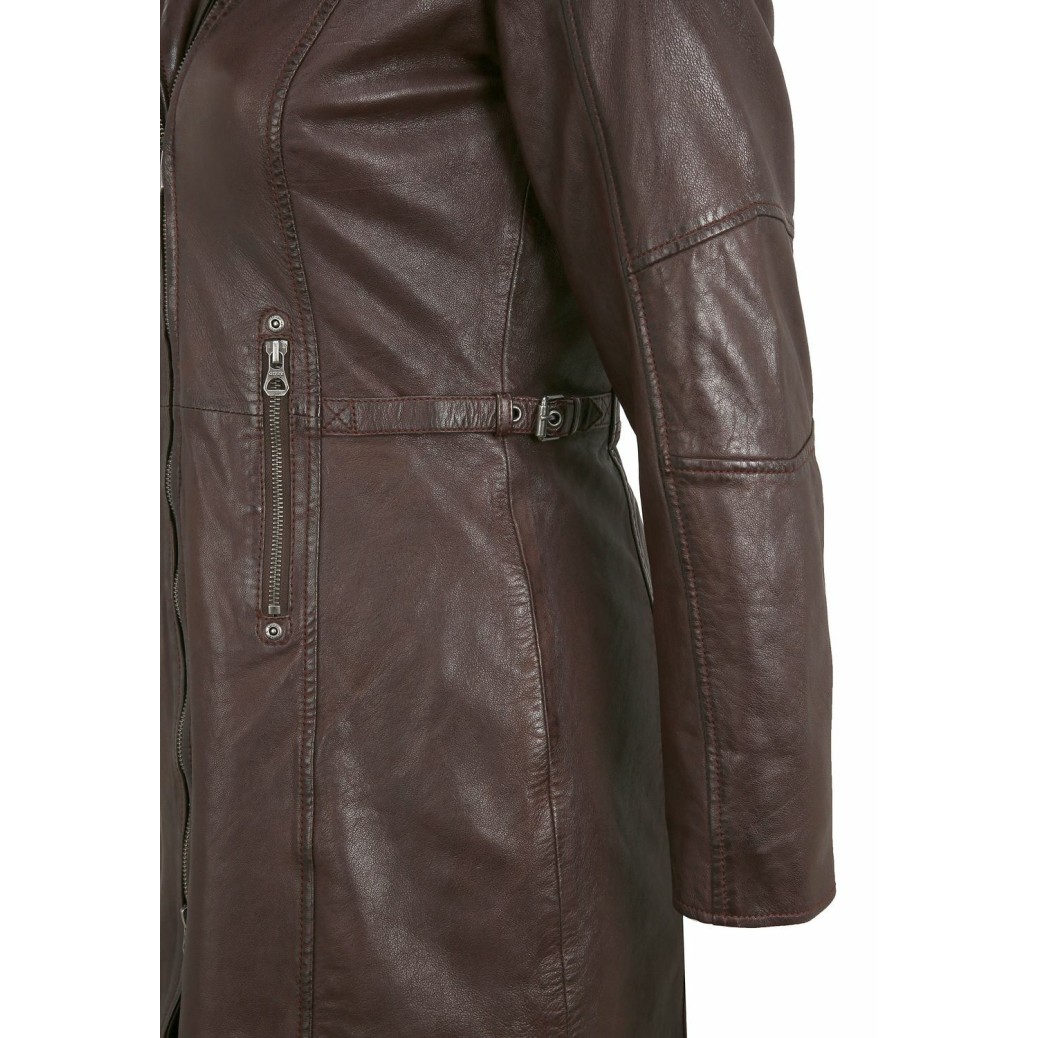 Geaca Lunga de Piele Dama Gipsy Maro Inchis GWSidra CF NSLV – IMBRACAMINTE