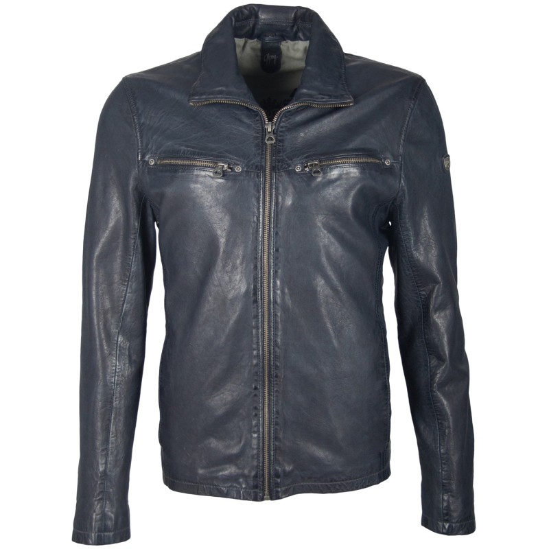 Geaca de Piele Naturala Barbati Gipsy Bleumarin Gage W19 SF LVD – IMBRACAMINTE