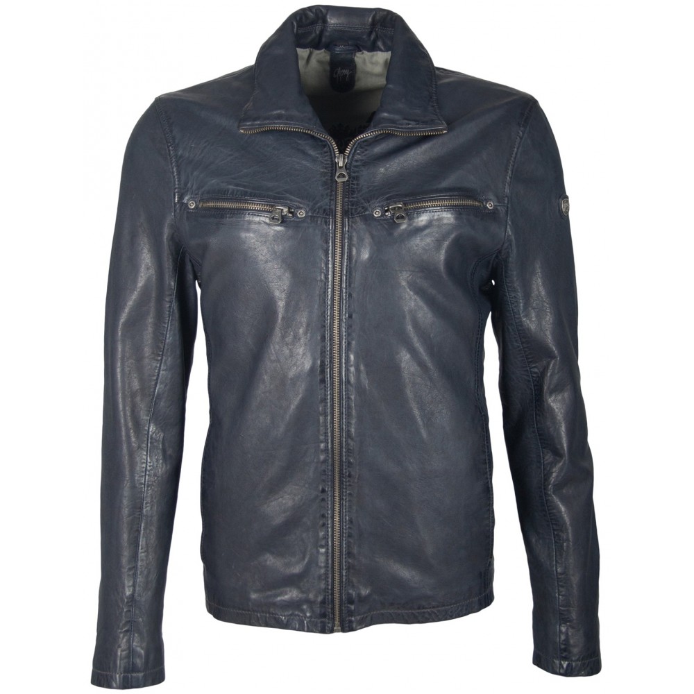 Geaca de Piele Naturala Barbati Gipsy Bleumarin Gage W19 SF LVD - readytowear