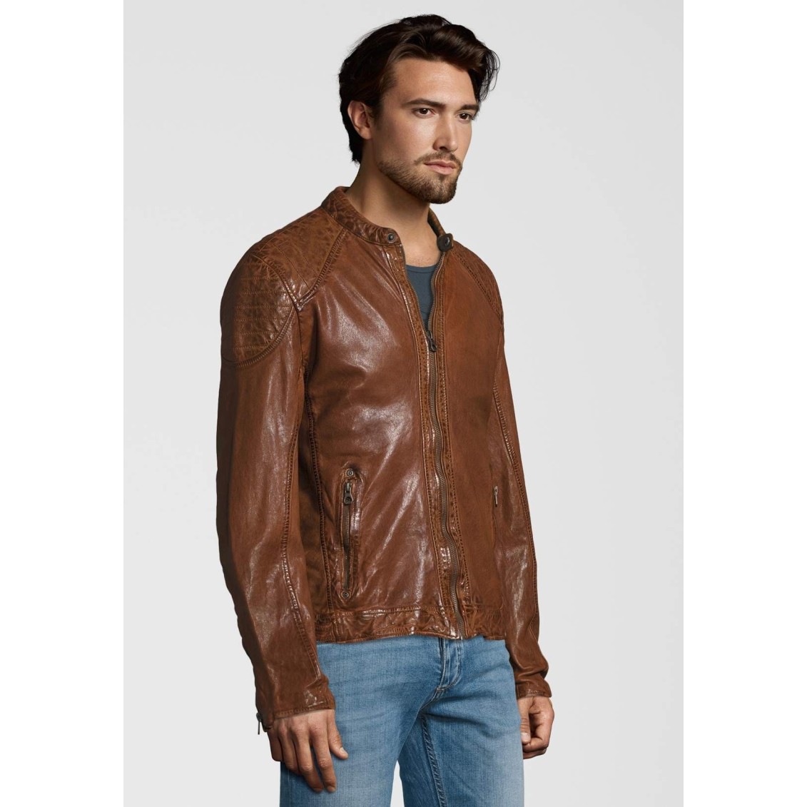 Geaca de Piele Naturala Barbati Gipsy Coniac Garren LVTW – IMBRACAMINTE
