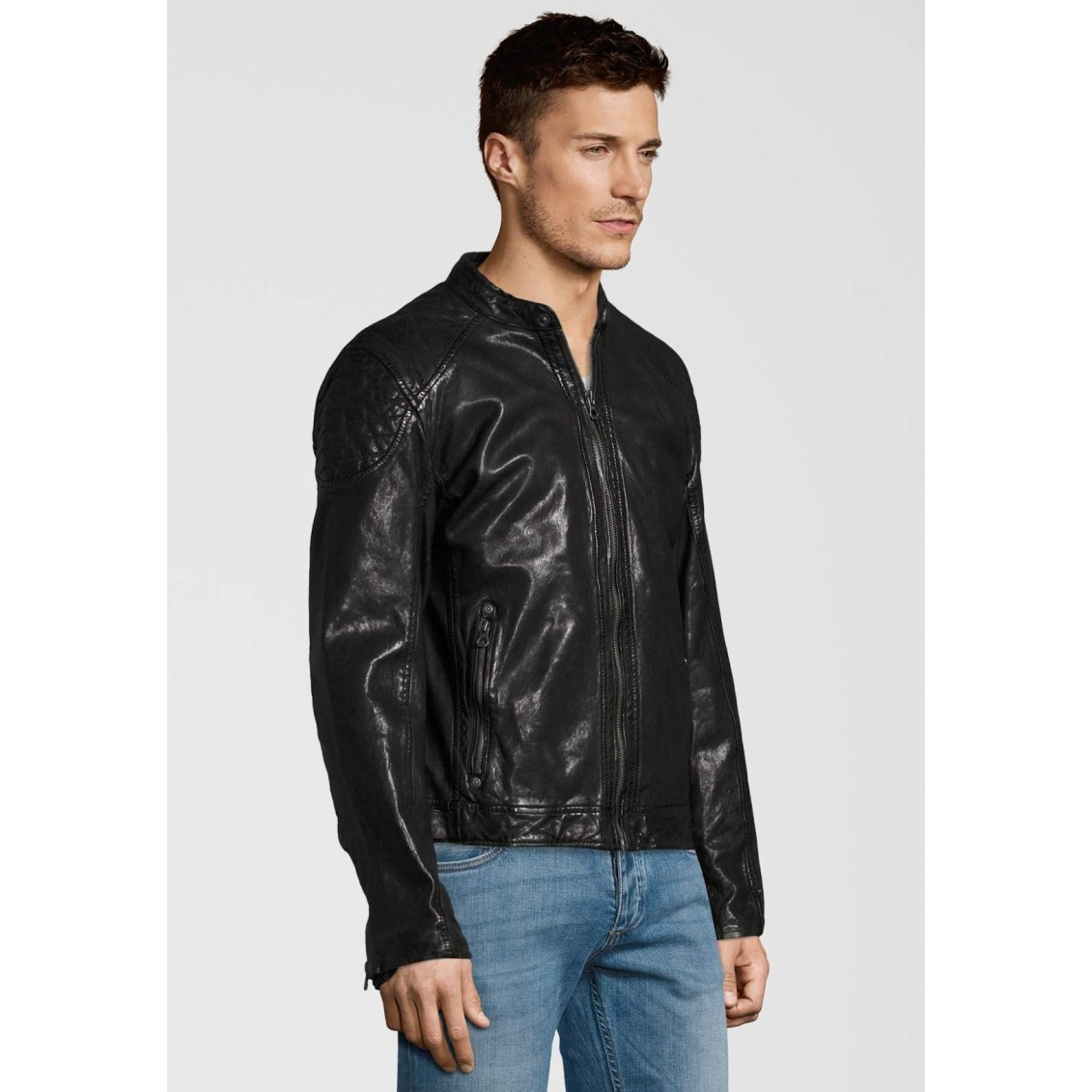 Geaca de Piele Naturala Barbati Gipsy Neagra Garren LVTW – IMBRACAMINTE