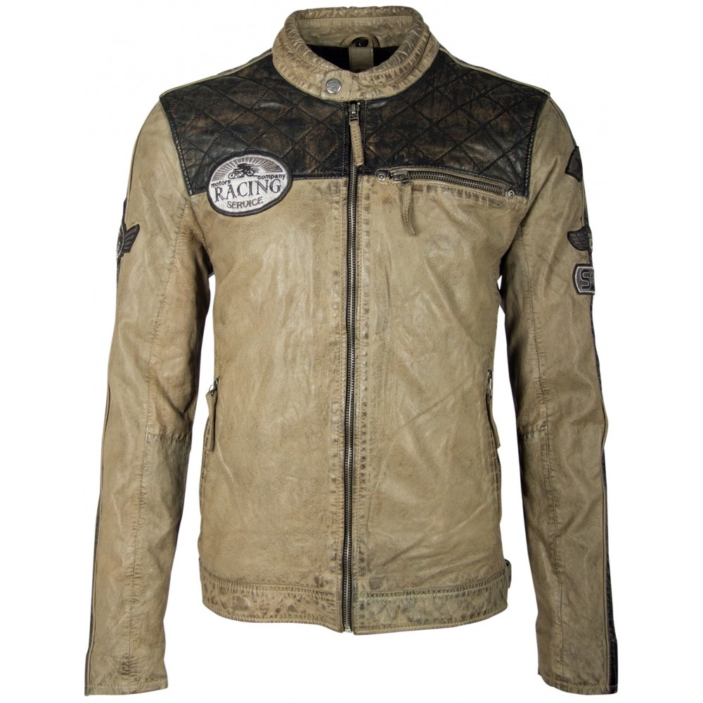 Geaca de Piele Naturala Barbati Gipsy Bej Gilby SF LAFOV Geaca de Piele Naturala Barbati Gipsy Bej Gilby SF LAFOV - readytowear