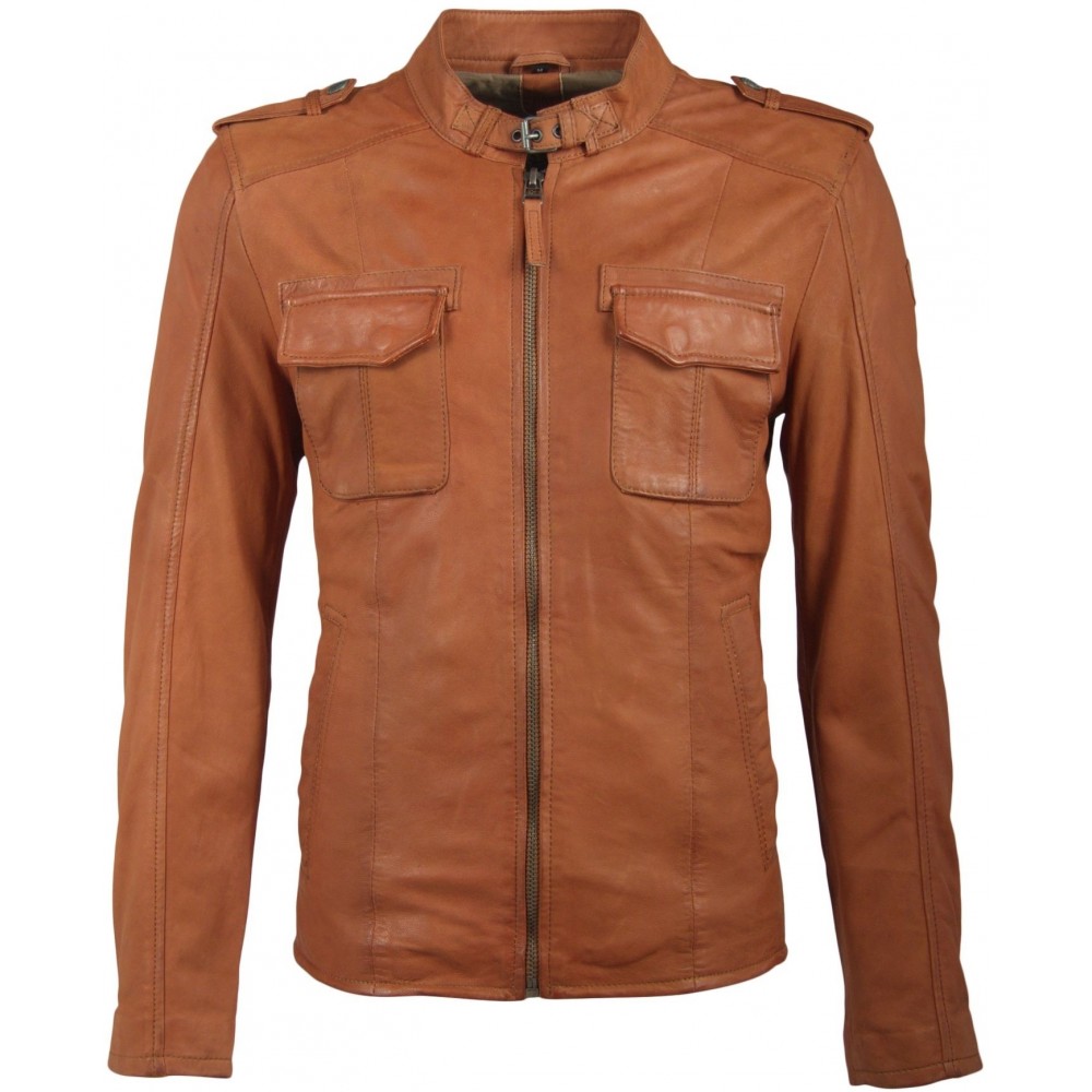 Geaca de Piele Naturala Barbati Gipsy Coniac Halen 2 S18 SF LNUV - readytowear