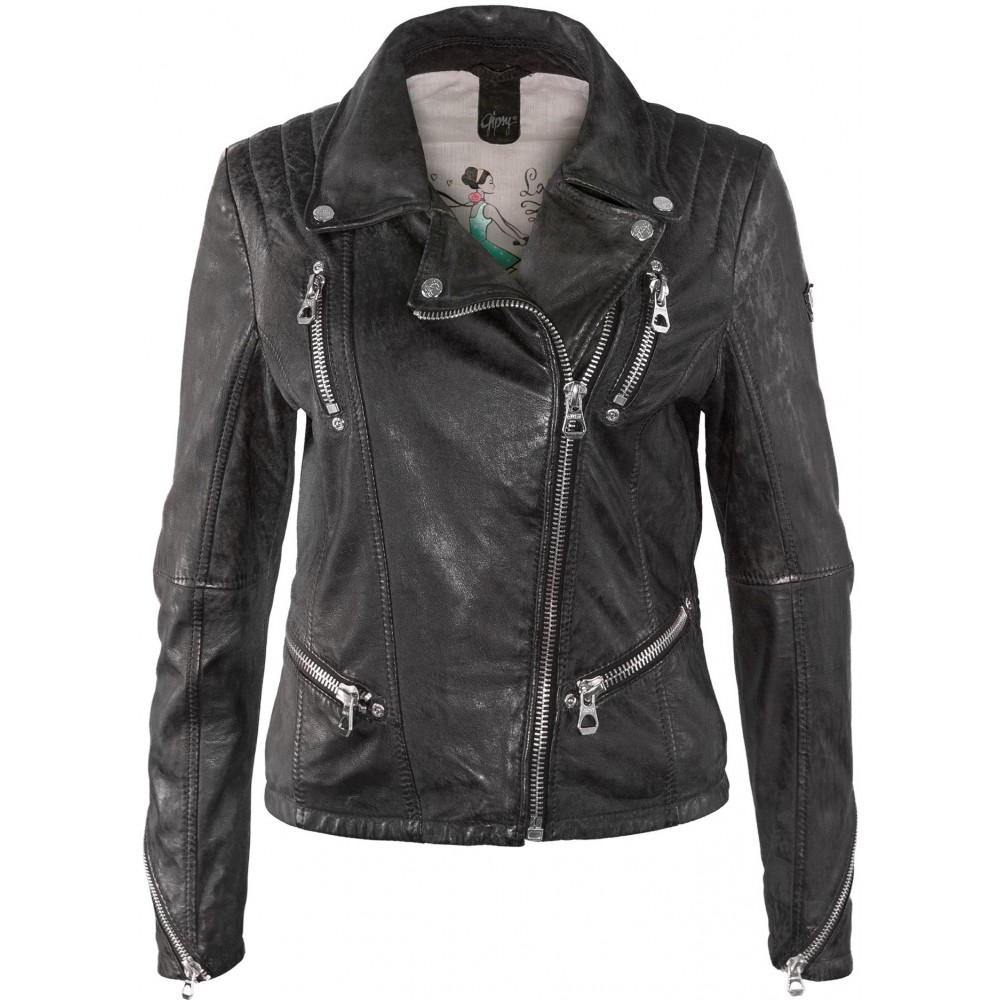 Geaca de Piele Naturala Dama Gipsy Neagra Happy S18 LNUV Geaca de Piele Naturala Dama Gipsy Neagra Happy S18 LNUV - readytowear.ro