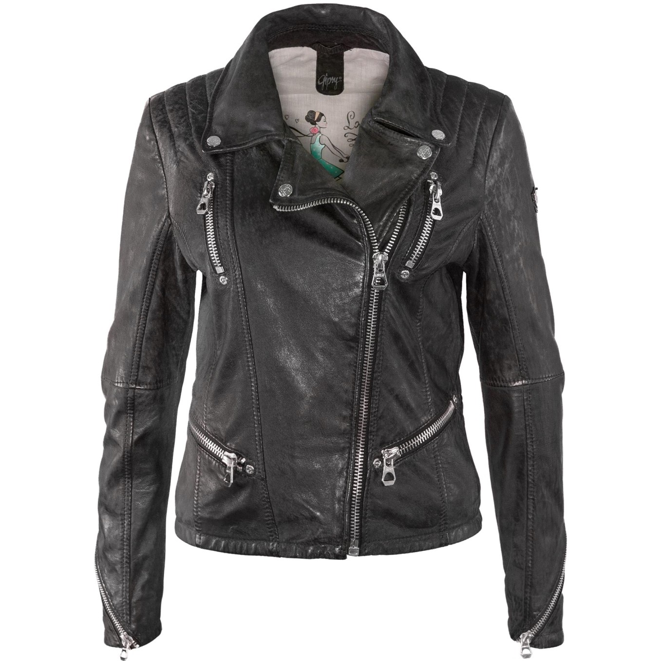 Geaca de Piele Naturala Dama Gipsy Neagra Happy S18 LNUV – IMBRACAMINTE