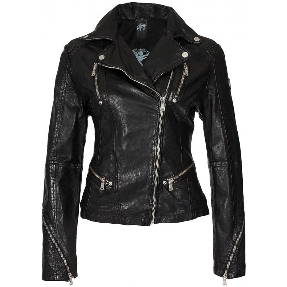 Geaca de Piele Naturala Dama Gipsy Neagra Happy Silver LVW - readytowear