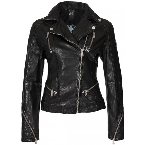 Geaca de Piele Naturala Dama Gipsy Neagra Happy Silver