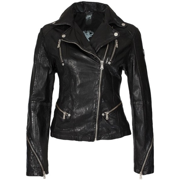 Geaca de Piele Naturala Dama Gipsy Neagra Happy Silver