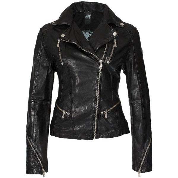 Geaca de Piele Naturala Dama Gipsy Neagra Happy Silver