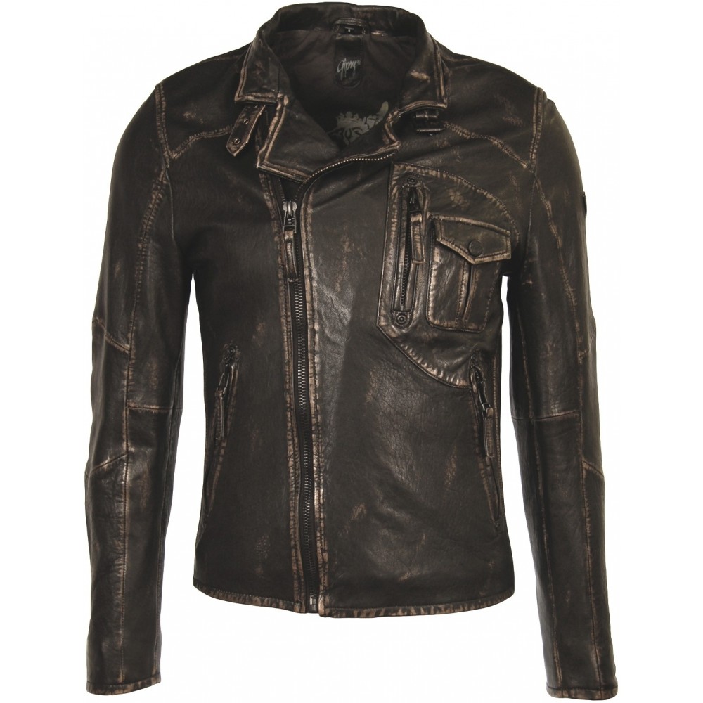 Geaca de Piele Naturala Barbati Gipsy Negru-Bej Harlow SF NSLROV Geaca de Piele Naturala Barbati Gipsy Negru-Bej Harlow SF NSLROV - readytowear.ro