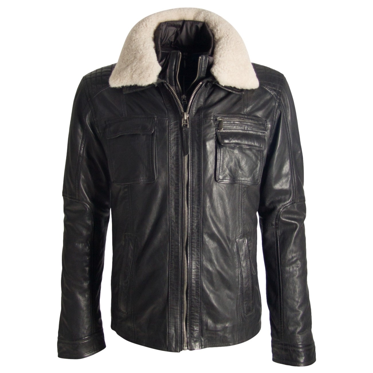 Geaca de Piele Naturala Barbati Gipsy Neagra Ice LASARV W – IMBRACAMINTE