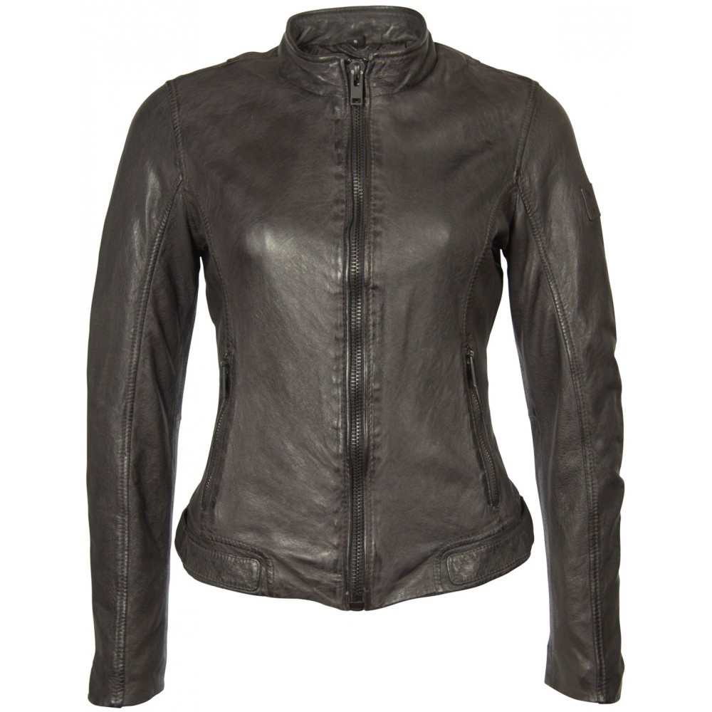 Geaca de Piele Naturala Dama Gipsy Gri inchis Indy SF LAPRAV - readytowear