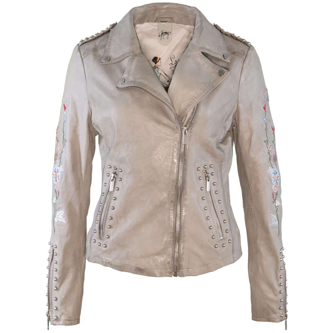 Geaca de Piele Naturala Dama Gipsy Gri deschis Inka LONTV – IMBRACAMINTE