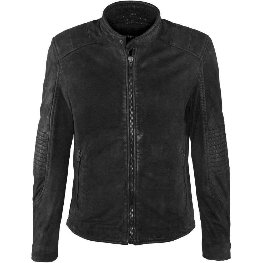 Geaca de Piele Naturala Barbati Gipsy Neagra Isaac SF LABONV - readytowear.ro