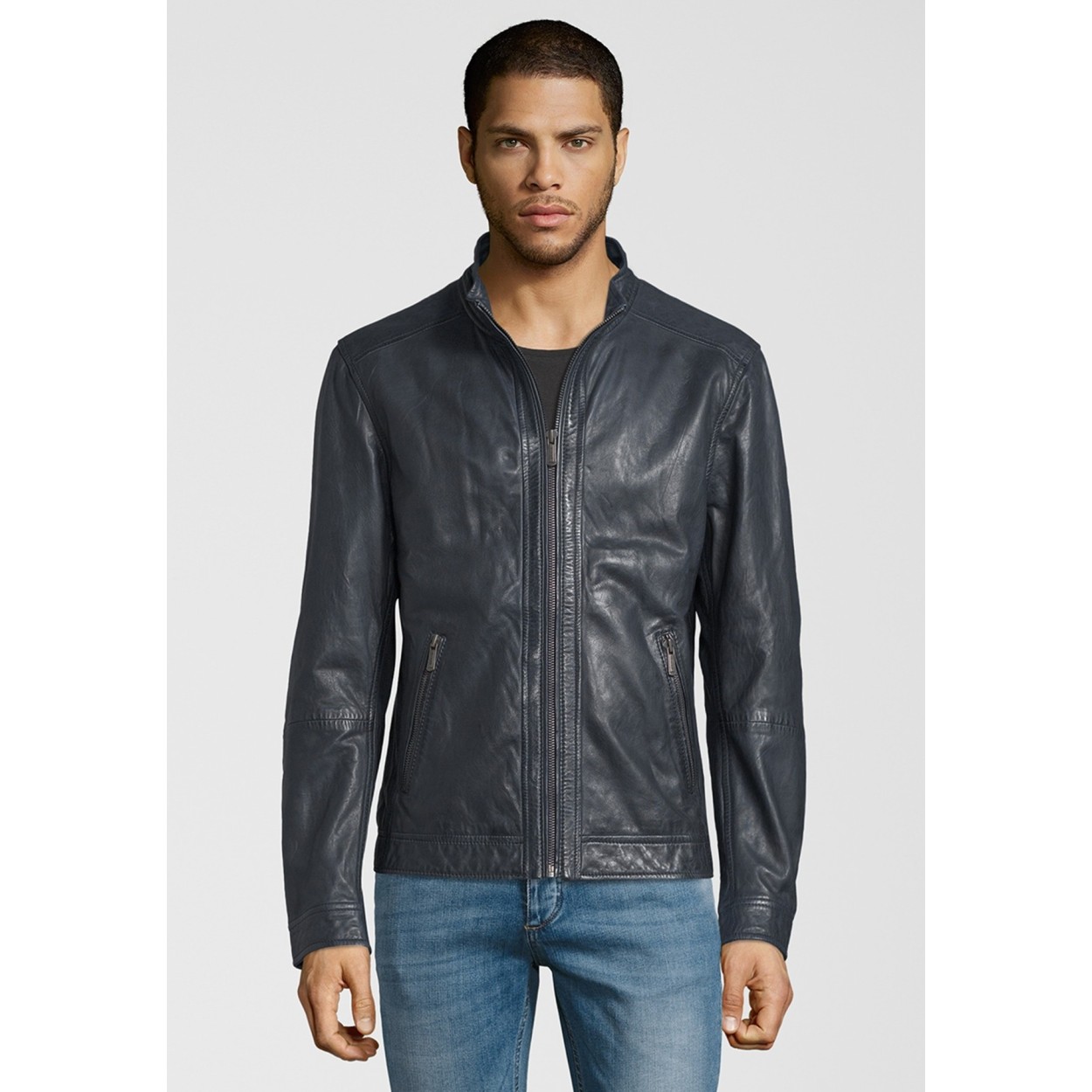 Geaca de Piele Naturala Barbati Gipsy Bleumarin Jake NSLONTV – IMBRACAMINTE