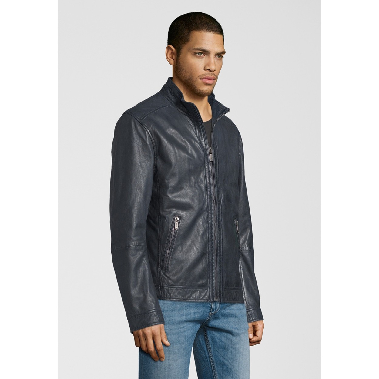 Geaca de Piele Naturala Barbati Gipsy Bleumarin Jake NSLONTV – IMBRACAMINTE