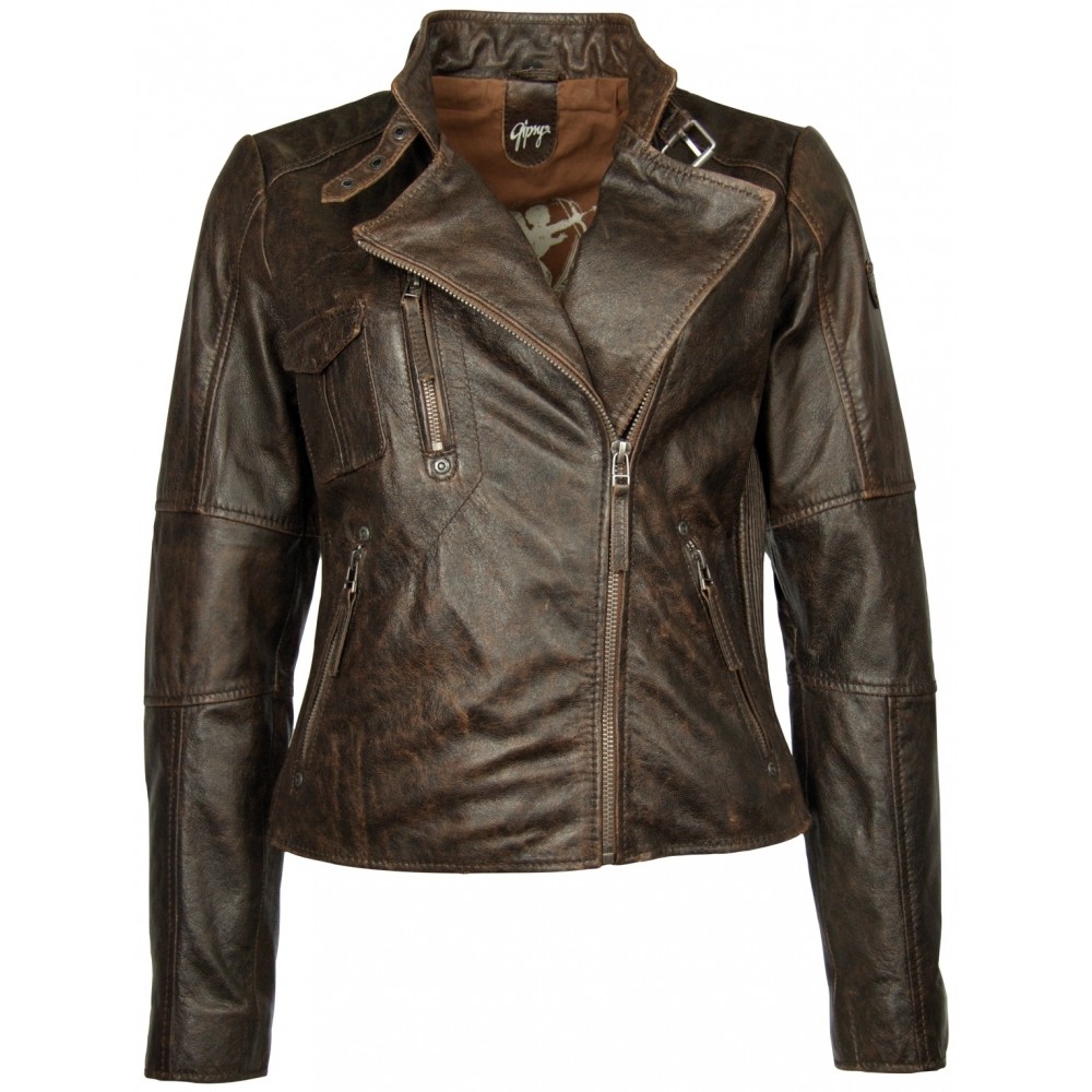 Geaca de Piele Naturala Dama Gipsy Maro inchis Jamie LANTV - readytowear