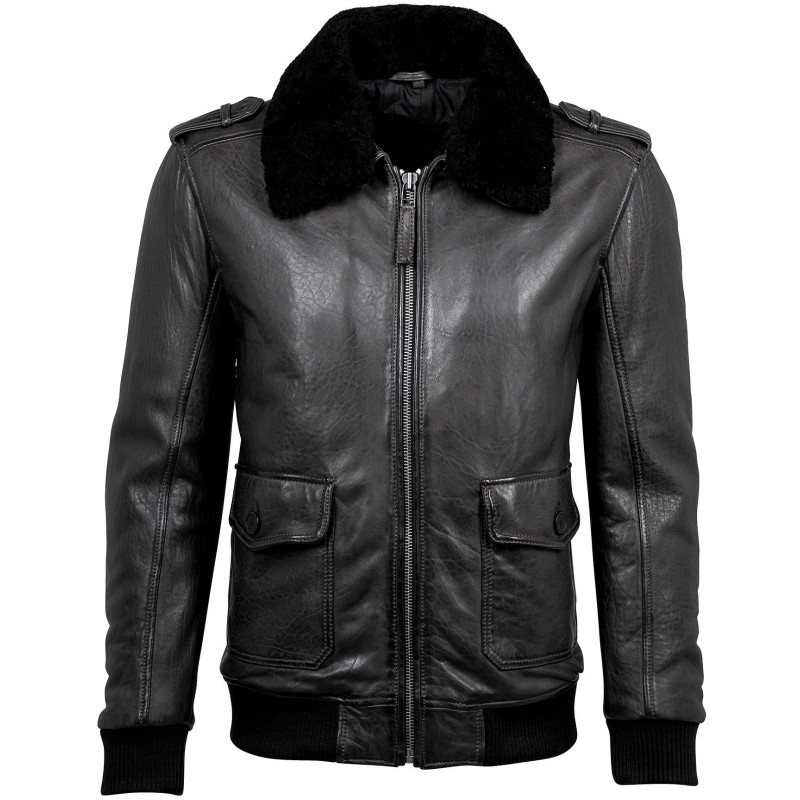 Geaca de Piele Naturala Barbati Gipsy Neagra Jared NSLVV W – IMBRACAMINTE