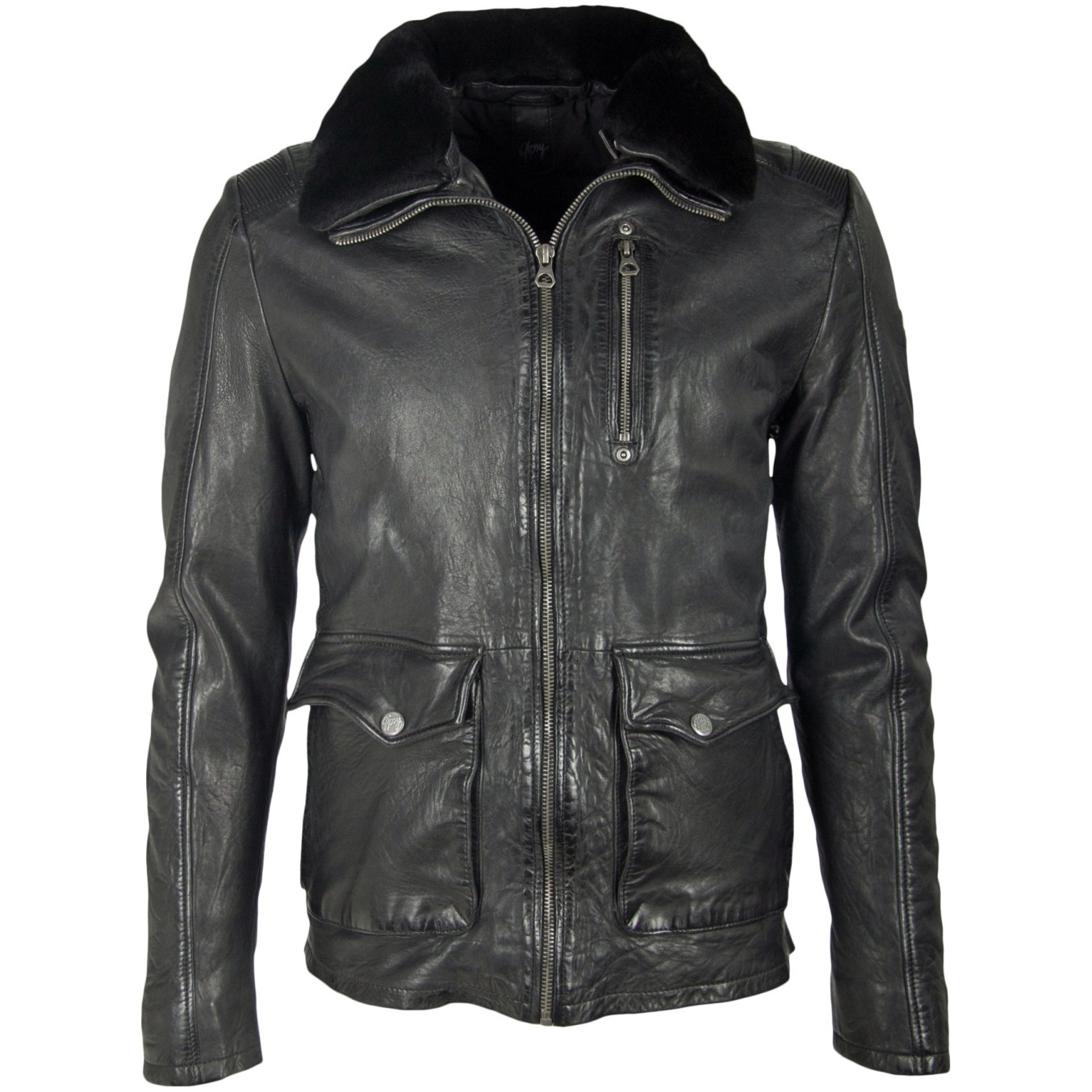 Geaca de Piele Naturala Barbati Gipsy Neagra Jareth LVD – IMBRACAMINTE